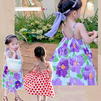 Sling φορέματα κοριτσίστικα καλοκαιρινά ρούχα μόδα χαριτωμένο λεπτό Παιδικό μωρό αμάνικο πριγκίπισσα παιδικό φόρεμα