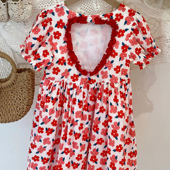 Παιδική αγάπη εξώπλατο φόρεμα Καλοκαιρινό κορίτσι Γλυκό λουλουδάτο Vestidos Rural Style Ρούχα Μόδα Παιδική Στολή Φορέματα για κορίτσια Μωρό