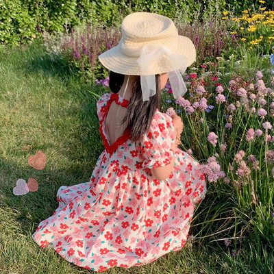 Laste armastus seljataga kleit suvine tüdrukule armas lilleline Vestidos maaelu stiilis rõivad mood laste riietus kleidid tüdrukutele beebile