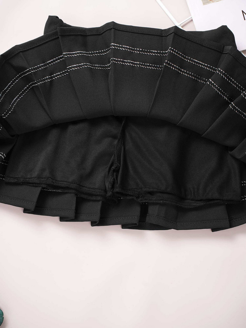 Παιδικές μαθητικές σχολικές στολές κοριτσιών Φούστα σε γραμμή Α Μόδα Ελαστική μέση Πλισέ φούστα σε στυλ ριγέ με πάτο για εφήβους