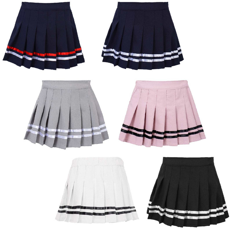 Παιδικές μαθητικές σχολικές στολές κοριτσιών Φούστα σε γραμμή Α Μόδα Ελαστική μέση Πλισέ φούστα σε στυλ ριγέ με πάτο για εφήβους
