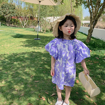 Καλοκαιρινό φόρεμα για κορίτσια με λουλούδια με μπουμπούκια φαρδύ casual φόρεμα Παιδικά παιδικά ρούχα για κορίτσι