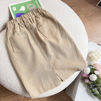 Παιδικά ρούχα 2023 Νέα μοντέρνα βαμβακερή τζιν φούστα Άνοιξη καλοκαίρι Κοριτσάκια Κορεάτικο στιλ, απλή, καθημερινή φούστα μεσαίου μήκους