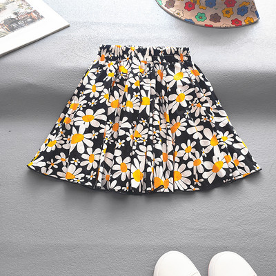 Lastele Tüdrukutele Printsessi plisseeritud seelikud Korea tüdrukutele Puuvillane trükitud suur ääris seelik Lastele Lilleline kohev peoseelik Lasteriided