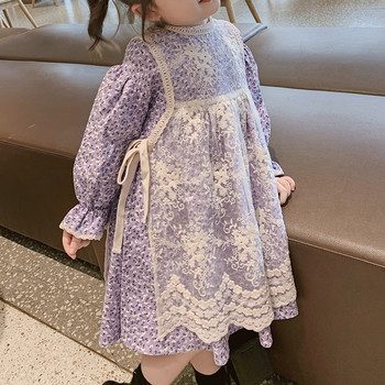Κορίτσια Ανοιξιάτικο φθινόπωρο δαντέλα φόρεμα Country style Floral φόρεμα δαντέλα ποδιά μόδα Παιδική στολή Παιδικά ρούχα