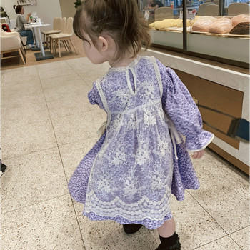 Κορίτσια Ανοιξιάτικο φθινόπωρο δαντέλα φόρεμα Country style Floral φόρεμα δαντέλα ποδιά μόδα Παιδική στολή Παιδικά ρούχα