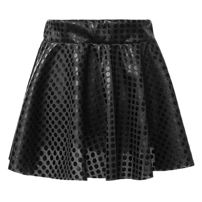 Lastele, tüdrukutele läikivad litrid, tantsuline miniseelik, elastne vöökoht A-kujuline seelik kaasaegse džässitantsu festivalide jaoks Lavakostüüm