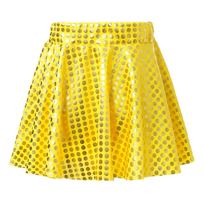 Lastele, tüdrukutele läikivad litrid, tantsuline miniseelik, elastne vöökoht A-kujuline seelik kaasaegse džässitantsu festivalide jaoks Lavakostüüm