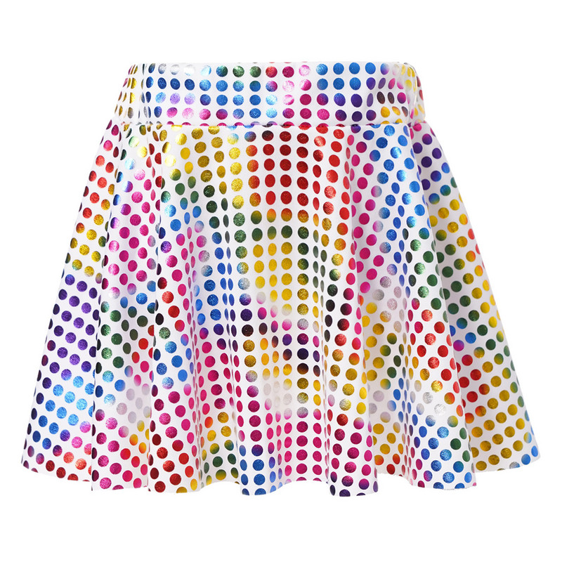 Lastele, tüdrukutele läikivad litrid, tantsuline miniseelik, elastne vöökoht A-kujuline seelik kaasaegse džässitantsu festivalide jaoks Lavakostüüm