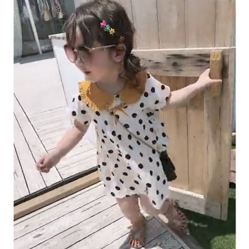 Καλοκαιρινό φόρεμα για κορίτσι πουά γιακά κούκλα με κοντό μανίκι Γλυκό φόρεμα πριγκίπισσας Παιδικά παιδικά ρούχα για κορίτσια