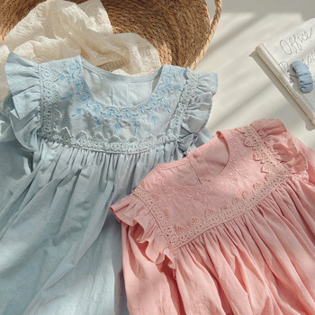 Φόρεμα για κορίτσια Γαλλικό παλάτι Κέντημα με λουλούδια Φόρεμα για κορίτσια 2023 Φθινόπωρο γλυκό ζακάρ βαμβακερό φόρεμα πριγκίπισσας