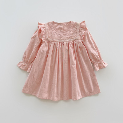 Φόρεμα για κορίτσια Γαλλικό παλάτι Κέντημα με λουλούδια Φόρεμα για κορίτσια 2023 Φθινόπωρο γλυκό ζακάρ βαμβακερό φόρεμα πριγκίπισσας