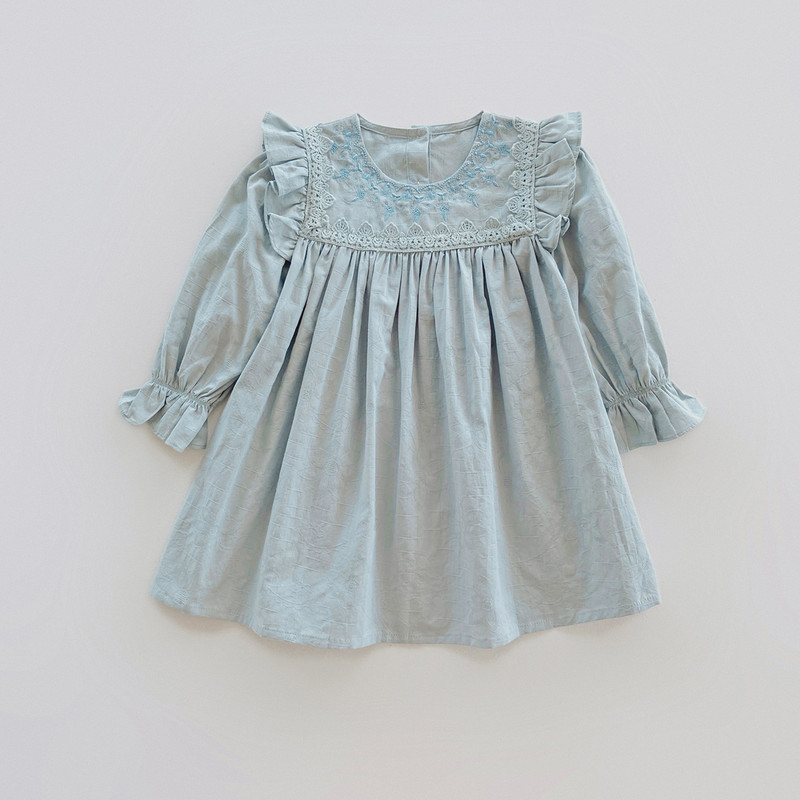 Φόρεμα για κορίτσια Γαλλικό παλάτι Κέντημα με λουλούδια Φόρεμα για κορίτσια 2023 Φθινόπωρο γλυκό ζακάρ βαμβακερό φόρεμα πριγκίπισσας
