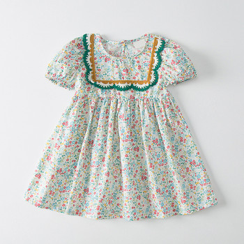 2022 Καλοκαιρινό νέο βρεφικό φόρεμα κορεατικής έκδοσης Puff μανίκι τετράγωνο λαιμόκοψη floral Παιδικά ρούχα Princess Vestidos