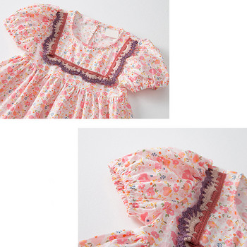 2022 Καλοκαιρινό νέο βρεφικό φόρεμα κορεατικής έκδοσης Puff μανίκι τετράγωνο λαιμόκοψη floral Παιδικά ρούχα Princess Vestidos