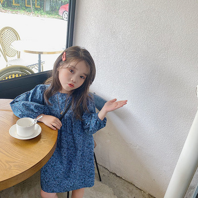 Rochie pentru fete de primăvară, vară, stil coreean, cu mâneci bufante, florale, drăguță, cu gât rotund, pentru bebeluși, copii, haine pentru copii pentru fete