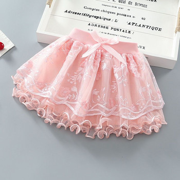 Κοριτσίστικες φούστες 2023 Άνοιξη Φθινόπωρο Νέα Κορεάτικη Έκδοση Princess Mesh Fashion Ball gown Δαντέλα συμπαγές βολάν Παιδικά ρούχα παντός τύπου