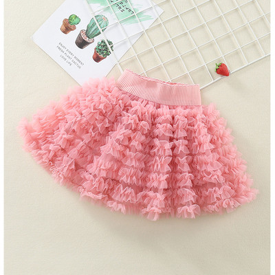 Κοριτσίστικες φούστες 2023 Άνοιξη Φθινόπωρο Νέα Κορεάτικη Έκδοση Princess Mesh Fashion Ball gown Δαντέλα συμπαγές βολάν Παιδικά ρούχα παντός τύπου