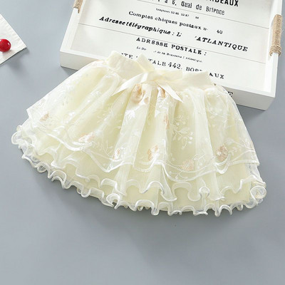 Κοριτσίστικες φούστες 2023 Άνοιξη Φθινόπωρο Νέα Κορεάτικη Έκδοση Princess Mesh Fashion Ball gown Δαντέλα συμπαγές βολάν Παιδικά ρούχα παντός τύπου