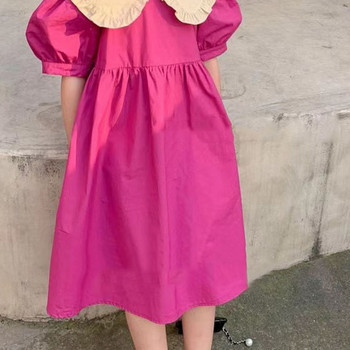 Καλοκαιρινό φόρεμα για κορίτσια Γλυκό στυλ Μεγάλο πέτο Puff μανίκι Πριγκίπισσα Φόρεμα Βρεφικά Παιδικά Ρούχα Παιδικά Ρούχα