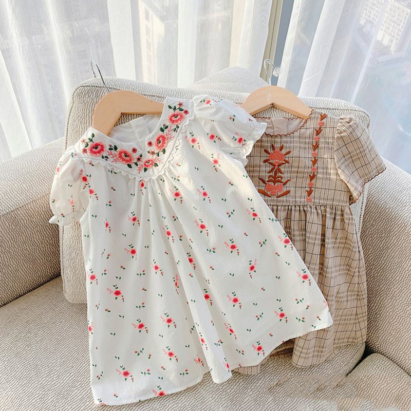 Suvine Euroopa ja Ameerika mood Tüdrukute Põhikooli lastele Puuvillane tikandid Armas printsesskleit Beebi Lastele Tüdrukute riided