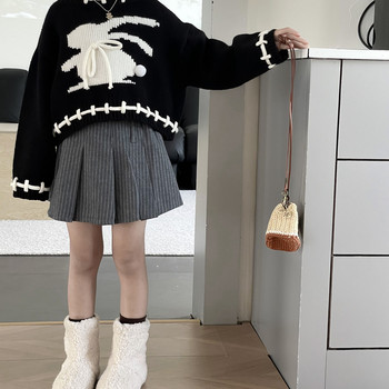 Κοριτσίστικη φούστα Φθινόπωρο και Χειμώνας Νέο Κορεάτικο Στιλ 2023 Νέα μοντέρνα ψηλόμεση πλισέ φούστα Γκρι ριγέ casual απλή φούστα