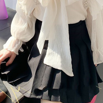 Περιστασιακή φούστα για κορίτσια σε ιαπωνικό κορεατικό στυλ Μαύρη ευέλικτη φούστα με πλισέ Άνοιξη καλοκαίρι για κορίτσια Μόδα για μωρά Παιδικά ρούχα για κορίτσια