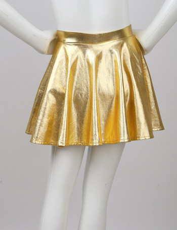 Παιδικά κοριτσίστικα γυαλιστερά μεταλλικά φουσκωμένα πλισέ Μίνι Skater Skort Dance Skort Φούστες χορού Αθλητική γυαλιστερή φούστα σκούτερ με ψηλή ζώνη