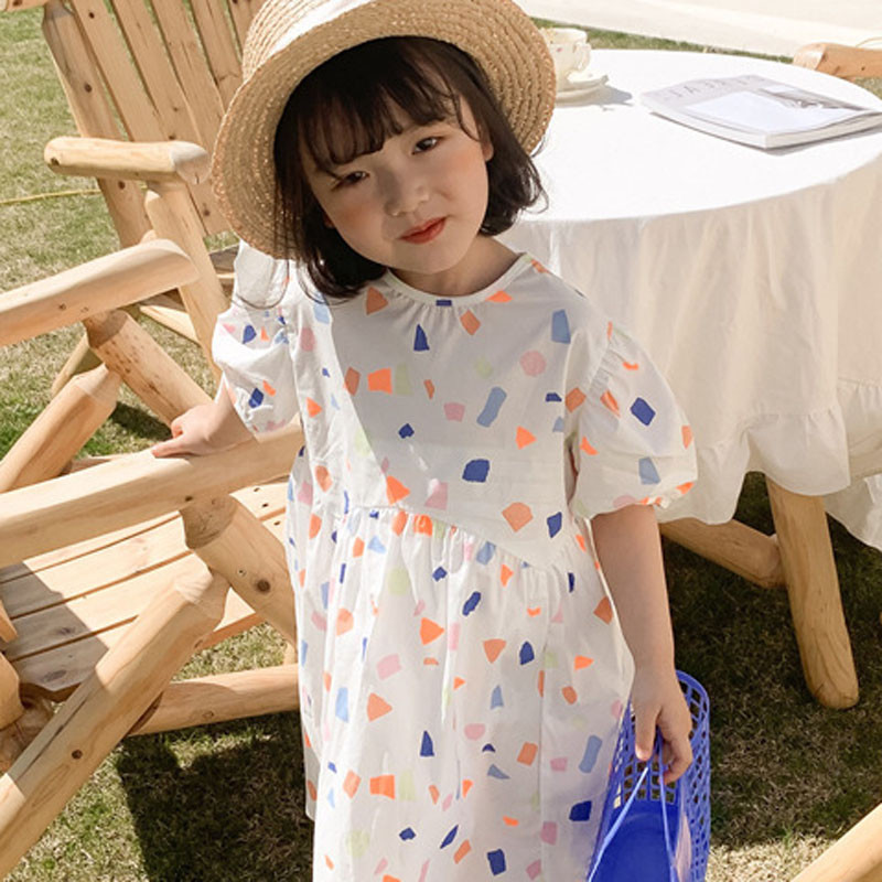 Ljetna haljina za djevojčice slatkog stila Haljina princeze s puf rukavima slatkog stila Odjeća za bebe Dječja odjeća