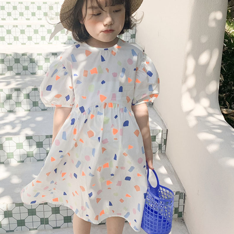 Ljetna haljina za djevojčice slatkog stila Haljina princeze s puf rukavima slatkog stila Odjeća za bebe Dječja odjeća