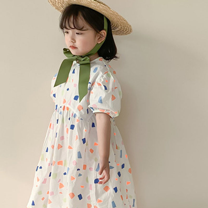 Ljetna haljina za djevojčice slatkog stila Haljina princeze s puf rukavima slatkog stila Odjeća za bebe Dječja odjeća