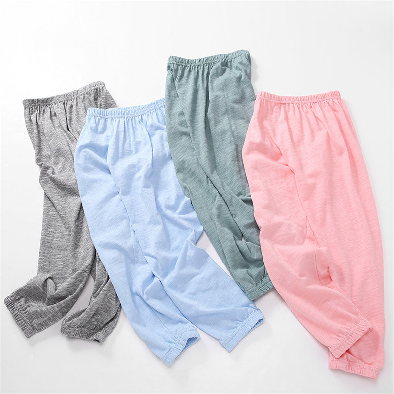 Suvised lastepüksid 100% puuvillased õhukesed hingavad sääsepüksid lastele ühevärvilised püksid poisid tüdrukud pikad lahtised püksid