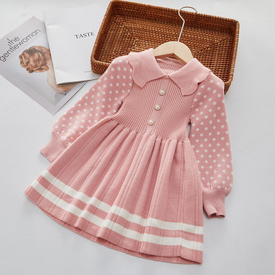 Tüdrukute sügistalvine kleit Uus pikkade varrukatega kampsun reväär Lastekleit Printsess Kleit Väikese Tüdruku Alumine Välisriided