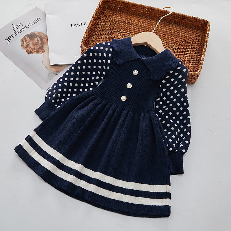 Tüdrukute sügistalvine kleit Uus pikkade varrukatega kampsun reväär Lastekleit Printsess Kleit Väikese Tüdruku Alumine Välisriided