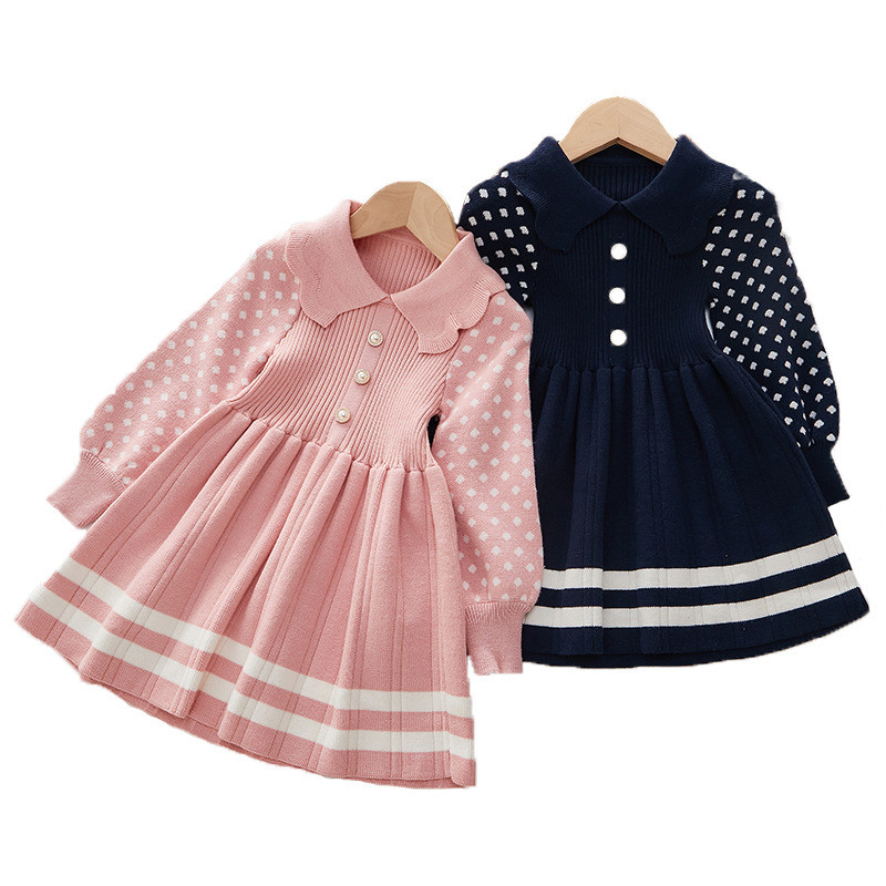 Tüdrukute sügistalvine kleit Uus pikkade varrukatega kampsun reväär Lastekleit Printsess Kleit Väikese Tüdruku Alumine Välisriided