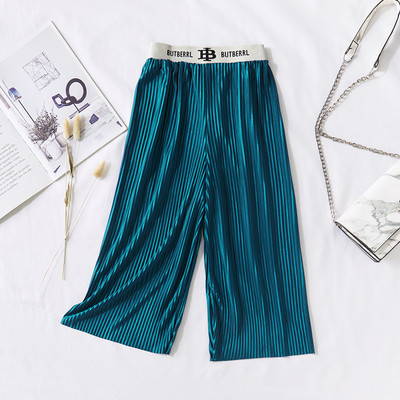 Pantaloni largi pentru fete de vară, coreeană, cu litere elastică în talie pentru copii, pantaloni largi cu pliuri casual WTP133