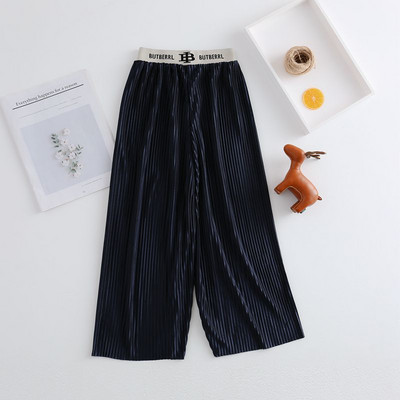 Pantaloni largi pentru fete de vară, coreeană, cu litere elastică în talie pentru copii, pantaloni largi cu pliuri casual WTP133