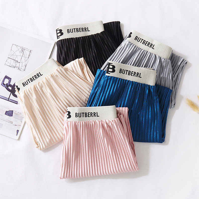 Pantaloni largi pentru fete de vară, coreeană, cu litere elastică în talie pentru copii, pantaloni largi cu pliuri casual WTP133