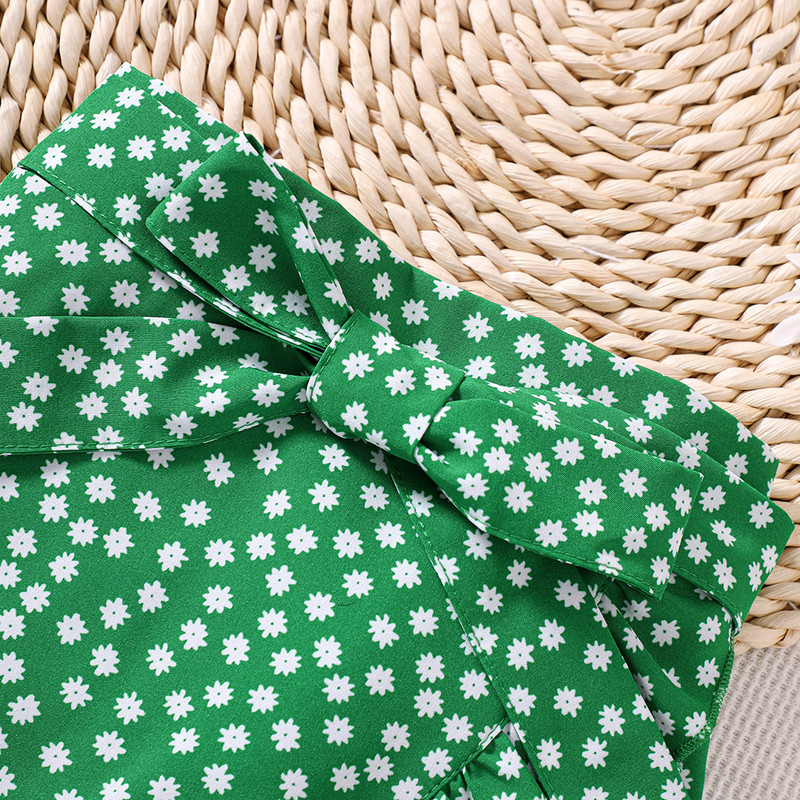 Uus tüdrukute suvine killustunud lilledega plisseeritud servaga vabaaja poolseelik alg- ja keskkoolilastele