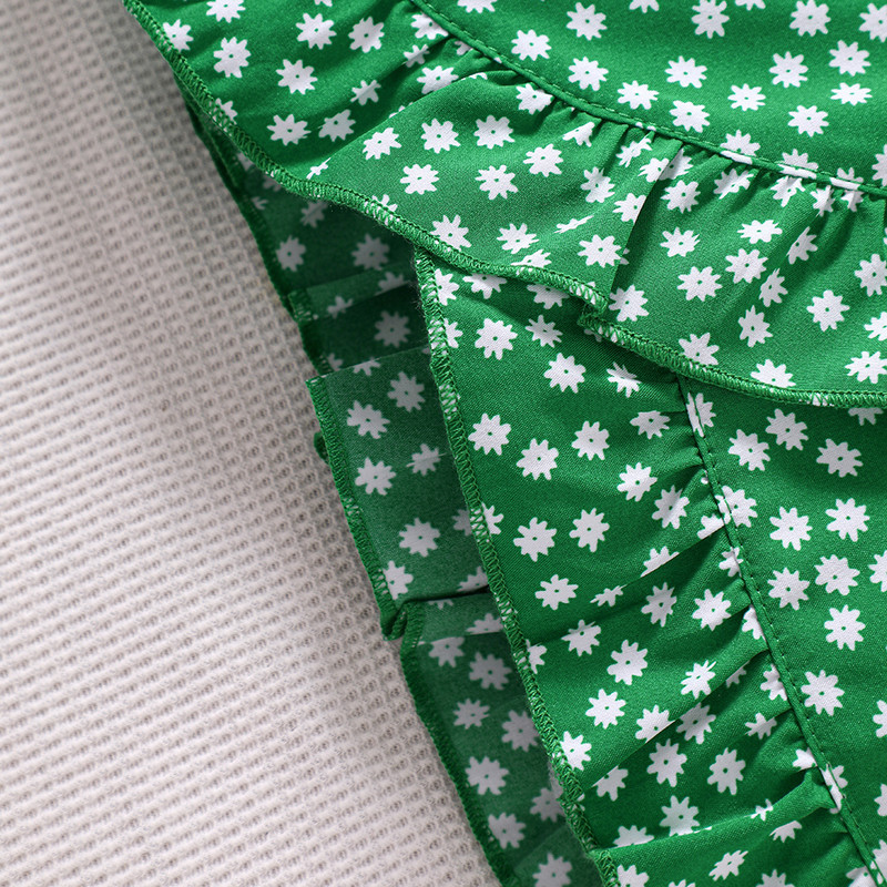 Uus tüdrukute suvine killustunud lilledega plisseeritud servaga vabaaja poolseelik alg- ja keskkoolilastele