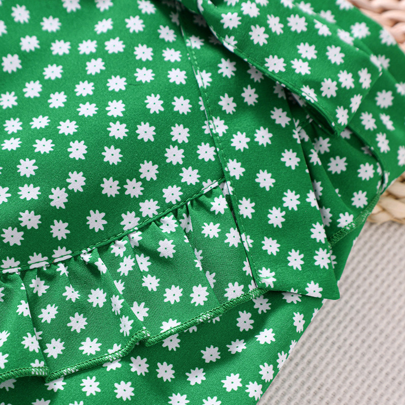 Uus tüdrukute suvine killustunud lilledega plisseeritud servaga vabaaja poolseelik alg- ja keskkoolilastele