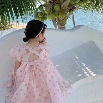 Νέο Κοριτσίστικο Καλοκαιρινό Φόρεμα Πριγκίπισσας Εξωτερικό Παιδικά Ρούχα Πουά Τούτου Φιόγκος Βραδινό Παιδικά Ρούχα Vestidos