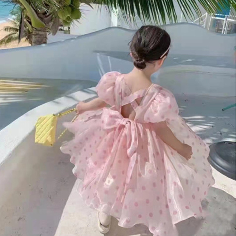 Noua rochie de printesa de vara pentru fete Imbracaminte pentru copii Imbracaminte pentru copii Tutu cu mâneci bufante cu fundita Rochii de seara pentru bebelusi Haine pentru copii