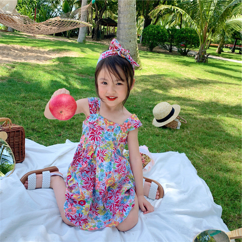 Βρεφικά φορέματα παραλίας για κορίτσια Καλοκαιρινά λουλούδια μπροστά και πίσω διπλής όψης Γούρι Vestido Princess Dress New Fashion Παιδικά Ρούχα