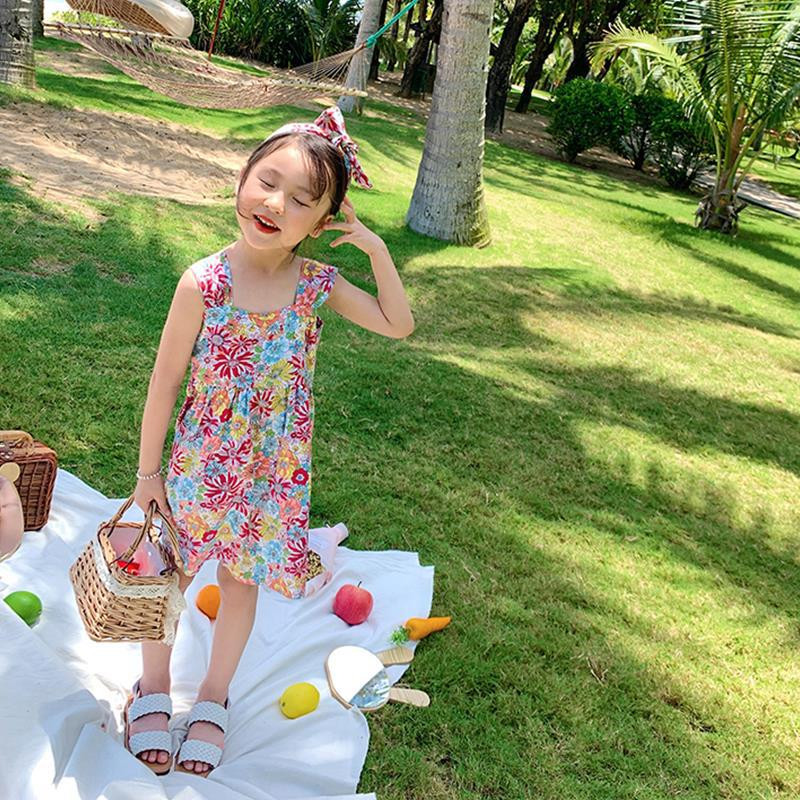 Βρεφικά φορέματα παραλίας για κορίτσια Καλοκαιρινά λουλούδια μπροστά και πίσω διπλής όψης Γούρι Vestido Princess Dress New Fashion Παιδικά Ρούχα