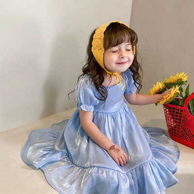 Nove ljetne haljine za djevojčice Dječja odjeća 2022. Jednobojna haljina princeze s vrpcom Klasični šarm Vestidos haljina za djevojčice
