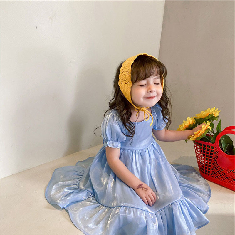 Nove ljetne haljine za djevojčice Dječja odjeća 2022. Jednobojna haljina princeze s vrpcom Klasični šarm Vestidos haljina za djevojčice