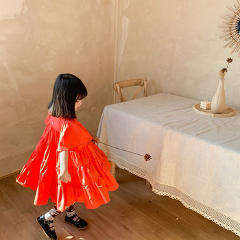 Κοντομάνικο φόρεμα για κορίτσια Sweet Princess Vestidos Splicing Layering Καλοκαιρινό φόρεμα Νέα μόδα Παιδική στολή Φαρδιά παιδικά ρούχα