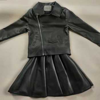 Κορίτσια Φούστα με μισό σώμα Φθινοπωρινή και χειμερινή μόδα Βρεφική μαύρη δερμάτινη φούστα Super cool Πριγκίπισσα φούστα πλισέ φούστα Pu κοντή φούστα