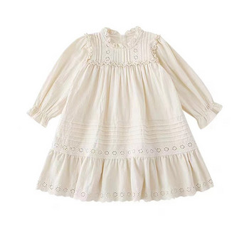 Φορέματα για κορίτσια Φθινόπωρο Νέα Κορεάτικα Παιδικά Ρούχα Πλισέ Δαντέλα Κοριτσίστικο Φόρεμα Στάντ Γιακά Ιδιοσυγκρασία Φόρεμα Πριγκίπισσας για κορίτσι